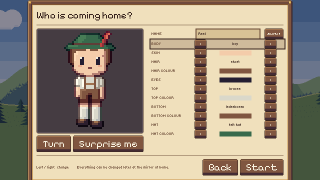 The character creator