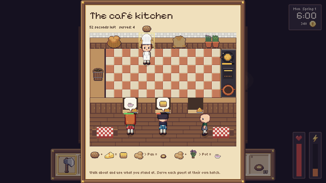 The café kitchen at lunchtime